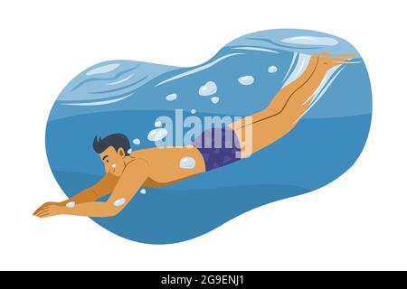 Homme plongée sous l'eau Illustration de Vecteur