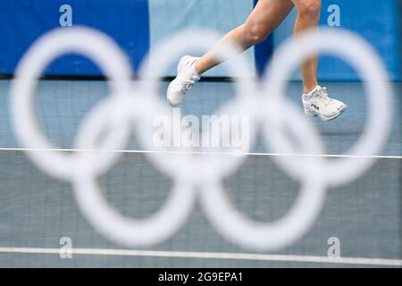Belge Alison Van Uytvanck photographiée lors d'un deuxième tour du tournoi féminin entre Belge Van Uytvanck (WTA 62) et Czech Kvit Banque D'Images