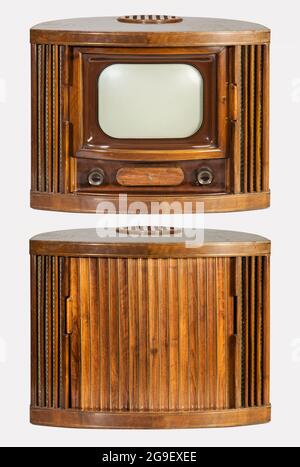 Broadcast, télévision, TV set, typ Blaupunkt V52, ouvert et fermé, ALLEMAGNE, 1951, INFO-AUTORISATION-DROITS-SUPPLÉMENTAIRES-NON-DISPONIBLE Banque D'Images