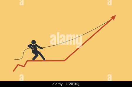 Personne se tient sur le graphique et le tire. Vecteur de brut Illustration de Vecteur