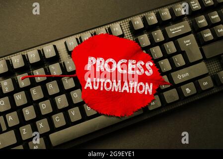 Légende conceptuelle automatisation des processus. Concept d'affaires l'utilisation de la technologie pour automatiser les actions d'affaires rédaction de recherche en ligne analyse de texte Banque D'Images