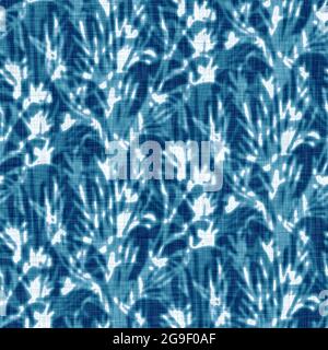 Cyanotypes bleu blanc texture de lin botanique. Faux imprimé fleuri façon photographie au soleil pour une nuance tendance hors du décor. Fleur à imprimé monochrome Banque D'Images