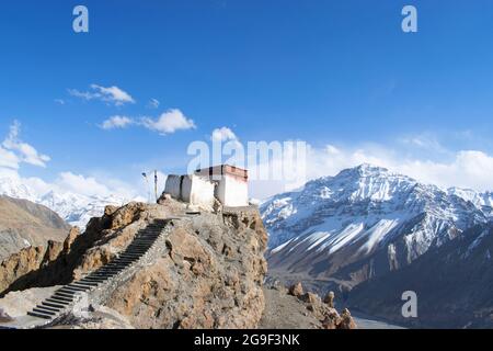 Dhankar Gompa ou monastère de Dhankar, Spiti, Himachal Pradesh, Inde Banque D'Images