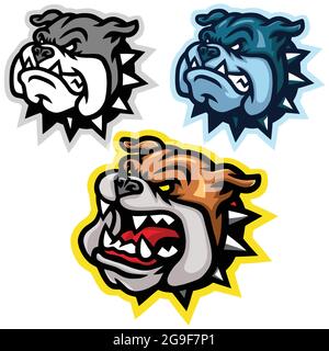 Collection Angry Bulldog Head Mascot logo Set Illustration de Vecteur