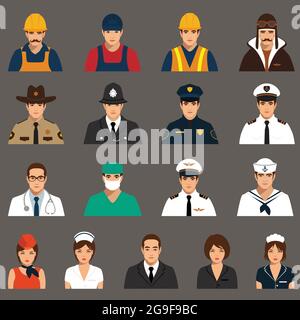 travailleurs d'icône de vecteur, gens de profession, illustration de vecteur de dessin animé Illustration de Vecteur