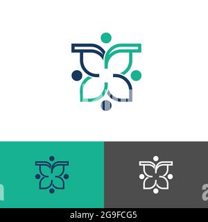 belle boucle abstraite bleu emblème fleur dans un style de cercle vecteur Illustration de Vecteur