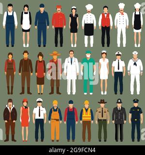 travailleurs d'icône de vecteur, gens de profession, illustration de vecteur de dessin animé Illustration de Vecteur