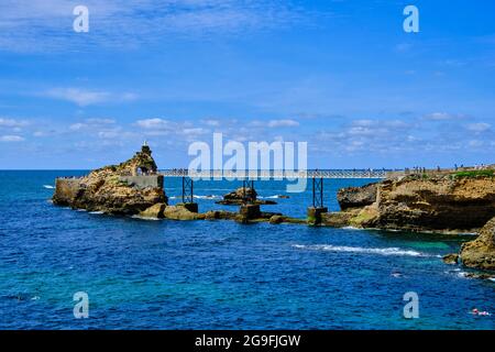 France, Pyrénées-Atlantiques (64), pays Basque, Biarritz, le rocher de la Vierge Banque D'Images