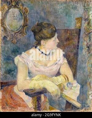 Madame Mette Gauguin en robe de soirée, portrait peint par Paul Gauguin, 1884 Banque D'Images