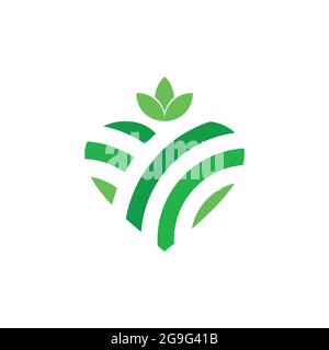 amour nature agriculture plantation logo icône vecteur plat concept graphique conception Illustration de Vecteur