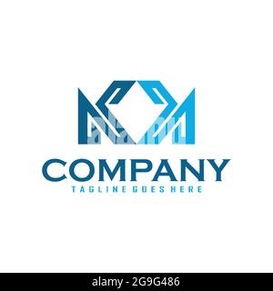 Lettre M Diamond logo ICON concept plat conception vectorielle Illustration de Vecteur