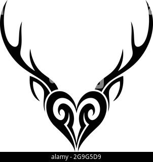 amour cerf tribal tatouage logo icône plat concept vectoriel conception Illustration de Vecteur