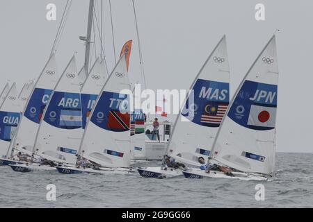 Kanagawa, Japon. 26 juillet 2021. Kenji Nanri (JPN) voile : laser masculin pendant les Jeux Olympiques de Tokyo 2020 à Enoshima Yacht Harbor à Kanagawa, Japon . Credit: Kaoru Soehata/AFLO/Alay Live News Banque D'Images