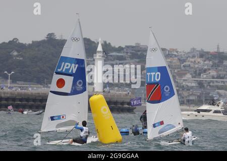 Kanagawa, Japon. 26 juillet 2021. Kenji Nanri (JPN) voile : laser masculin pendant les Jeux Olympiques de Tokyo 2020 à Enoshima Yacht Harbor à Kanagawa, Japon . Credit: Kaoru Soehata/AFLO/Alay Live News Banque D'Images