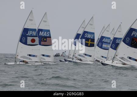 Kanagawa, Japon. 26 juillet 2021. Kenji Nanri (JPN) voile : laser masculin pendant les Jeux Olympiques de Tokyo 2020 à Enoshima Yacht Harbor à Kanagawa, Japon . Credit: Kaoru Soehata/AFLO/Alay Live News Banque D'Images