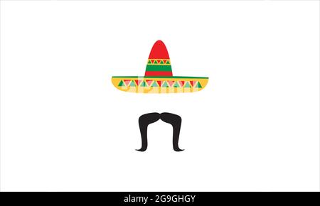 Illustration vectorielle du logo représentant un chapeau mexicain avec moustache ou une moustache Illustration de Vecteur