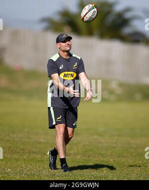 Jacques Nienaber (entraîneur en chef) d'Afrique du Sud pendant une session de formation à Western province HPC, Bellville, Western Cape, Afrique du Sud. Date de la photo: Lundi 26 juillet 2021. Banque D'Images
