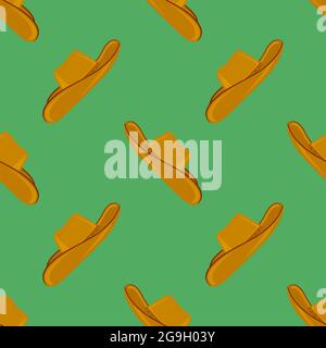 Icône American Hat isolée sur fond vert. Motif sans couture Illustration de Vecteur