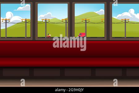 paysage de route sur la montagne dans le train Illustration de Vecteur