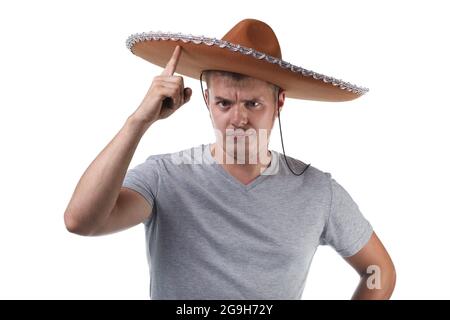 Photo du jeune homme en soil dans sombrero Banque D'Images