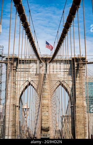 Vue de la ville de Broklyn vu depuis le pont de Brooklyn. Banque D'Images