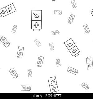 Motif transparent d'icônes écologiques. Batterie écologique. Isolé sur fond blanc. Illustration vectorielle. Banque D'Images