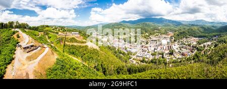Panorama aérien de Gatlinburg, Tennessee Banque D'Images