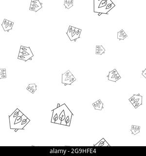 Motif transparent d'icônes écologiques. Maison écologique. Isolé sur fond blanc. Illustration vectorielle. Banque D'Images