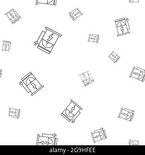 Motif transparent d'icônes écologiques. Ravitaillement en voiture électrique. Isolé sur fond blanc. Illustration vectorielle. Banque D'Images