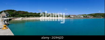 New Grimsby Quay, Tresco, Iles de Scilly, Cornouailles, Angleterre, ROYAUME-UNI. Banque D'Images