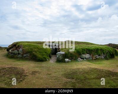 Chambre Burial de Porth Hellick, Porth Hellick, St Mary's, Isles of Scilly, Cornouailles, Angleterre, Royaume-Uni. Banque D'Images