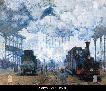 La Gare Saint-Lazare : arrivée d'un train par Claude Monet (1840-1926), huile sur toile, 1877 Banque D'Images