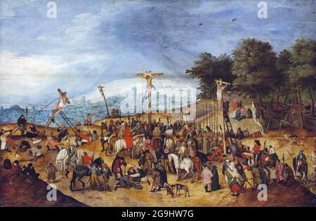 La Crucifixion de Pieter Brueghel le plus jeune (1564-1638), huile sur chêne, 1617 Banque D'Images