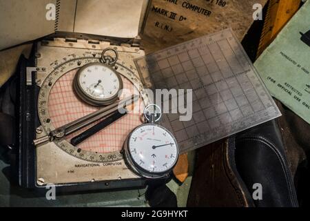 Ordinateur de navigation de la WW2 britannique pour le calcul des corrections de hauteur, Nero Lemania StopWatch, utilisé par les pilotes de la RAF pendant la Seconde Guerre mondiale Banque D'Images