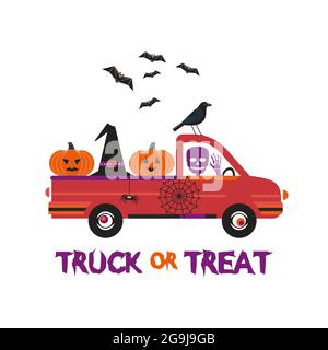Un camion ou un cadeau de fantaisie pour Halloween Illustration de Vecteur