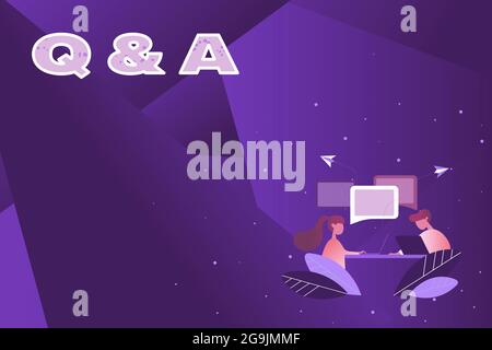 Exposition conceptuelle Q et A. photo conceptuelle période ou occasion où quelqu'un répond à des questions discussion abstraite et entrevue Banque D'Images