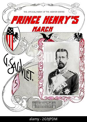 La marche du Prince Henry, 1902 partitions avec le portrait du Prince Albert William Henry de Russie. Banque D'Images