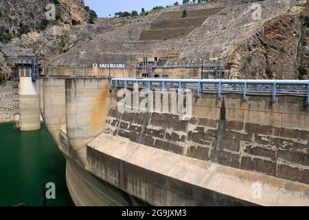 Barrage de Diga Rosamarina, Caccamo, Sicile, Italie Banque D'Images