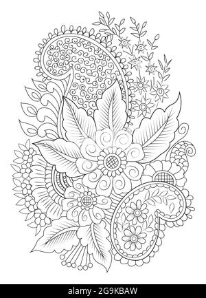 Page de coloriage des fleurs page vectorielle pour la coloriage. branch Pro Vector Illustration de Vecteur