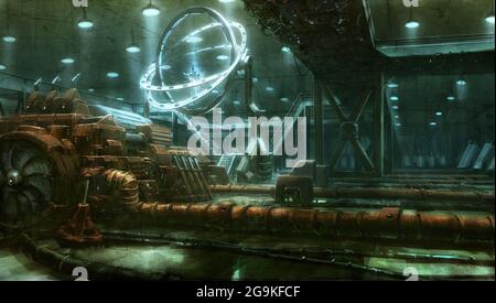 illustration numérique d'une machine à temps futuriste de science-fiction avec fonction de vitesse de rotation Banque D'Images