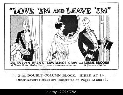 LOUISE BROOKS EVELYN BRANT et LAWRENCE GRAY dans LOVE 'EM AND LEAVE 'EM 1926 réalisateur FRANK TUTTLE jouer George Abbot et John V. A. Weaver joueurs célèbres - Lasky Corporation / Paramount Pictures Banque D'Images