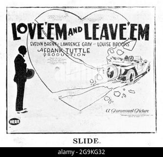 LOUISE BROOKS EVELYN BRANT et LAWRENCE GRAY dans LOVE 'EM AND LEAVE 'EM 1926 réalisateur FRANK TUTTLE jouer George Abbot et John V. A. Weaver joueurs célèbres - Lasky Corporation / Paramount Pictures Banque D'Images