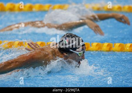 Tokyo, Japon. 27 juillet 2021. Federico Burdisso, d'Italie, participe au papillon de 200 m au Tokyo Aquatics Centre, lors des Jeux Olympiques d'été de Tokyo, au Japon, le mardi 27 juillet 2021. Photo par Tasos Katopodis/UPI. Crédit : UPI/Alay Live News Banque D'Images