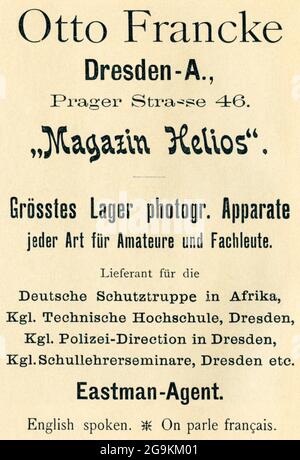 Europe, Allemagne, Saxe, Dresde, publicité pour la société Otto Francke / photo cameras, DROITS-SUPPLÉMENTAIRES-AUTORISATION-INFO-NON-DISPONIBLE Banque D'Images