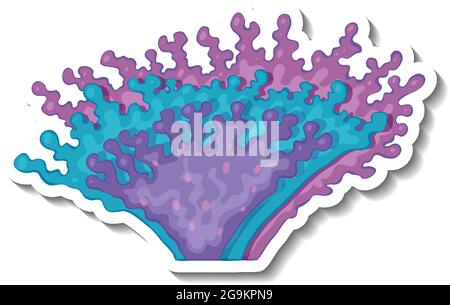 Un modèle d'autocollant avec illustration isolée de l'élément de mer de Coral Illustration de Vecteur