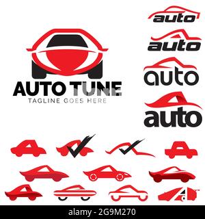Logo et jeu d'icônes automatiques. Vecteur de thème de voiture basé sur une lettre Illustration de Vecteur