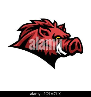 Logo Angry agressif Hog Wild Boar Vector Illustration de Vecteur