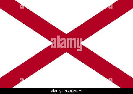 Drapeau Alabama sur fond blanc. Panneau de l'État de l'Alabama. style plat. Banque D'Images