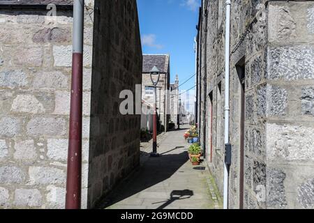 L'architecture vernaculaire de Footdee - un village de pêcheurs historique dans le port d'Aberdeen, en Écosse. Banque D'Images