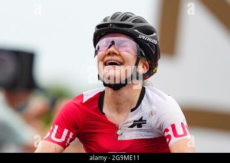 Shizuoka, Japon. 27 juillet 2021. FREI Sina (SUI), 27 juillet 2021 - Cyclisme : les femmes de l'ensemble du pays pendant les Jeux Olympiques de Tokyo 2020 au cours Izu MTB à Shizuoka, Japon. Credit: Shuraro Mochizuki/AFLO/Alamy Live News Banque D'Images